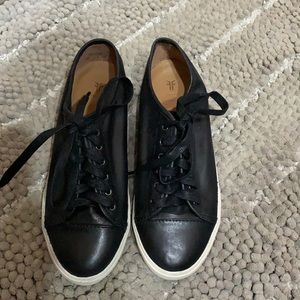 Frye Ivy Low Lace Sneaker Black Leather
